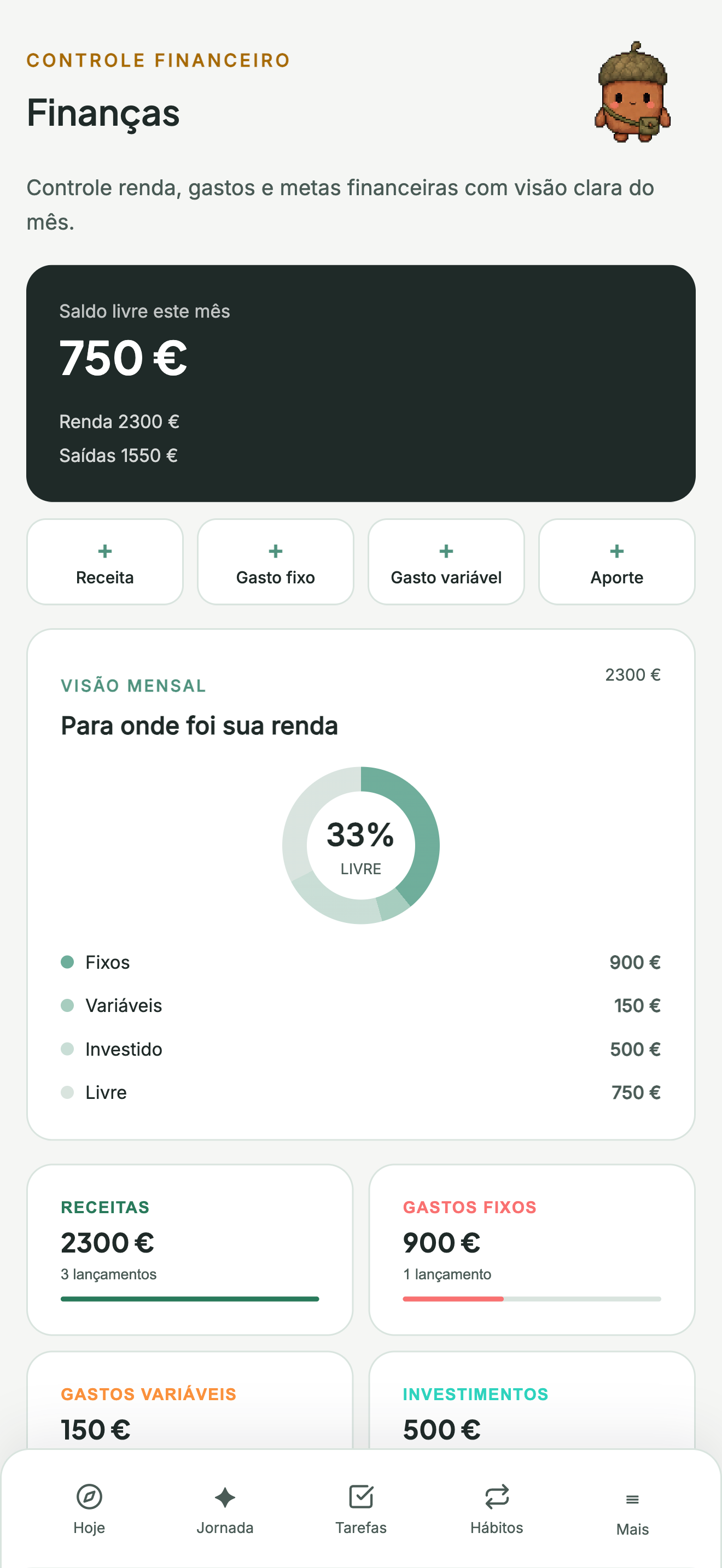 Tela Financeiro do Rumo