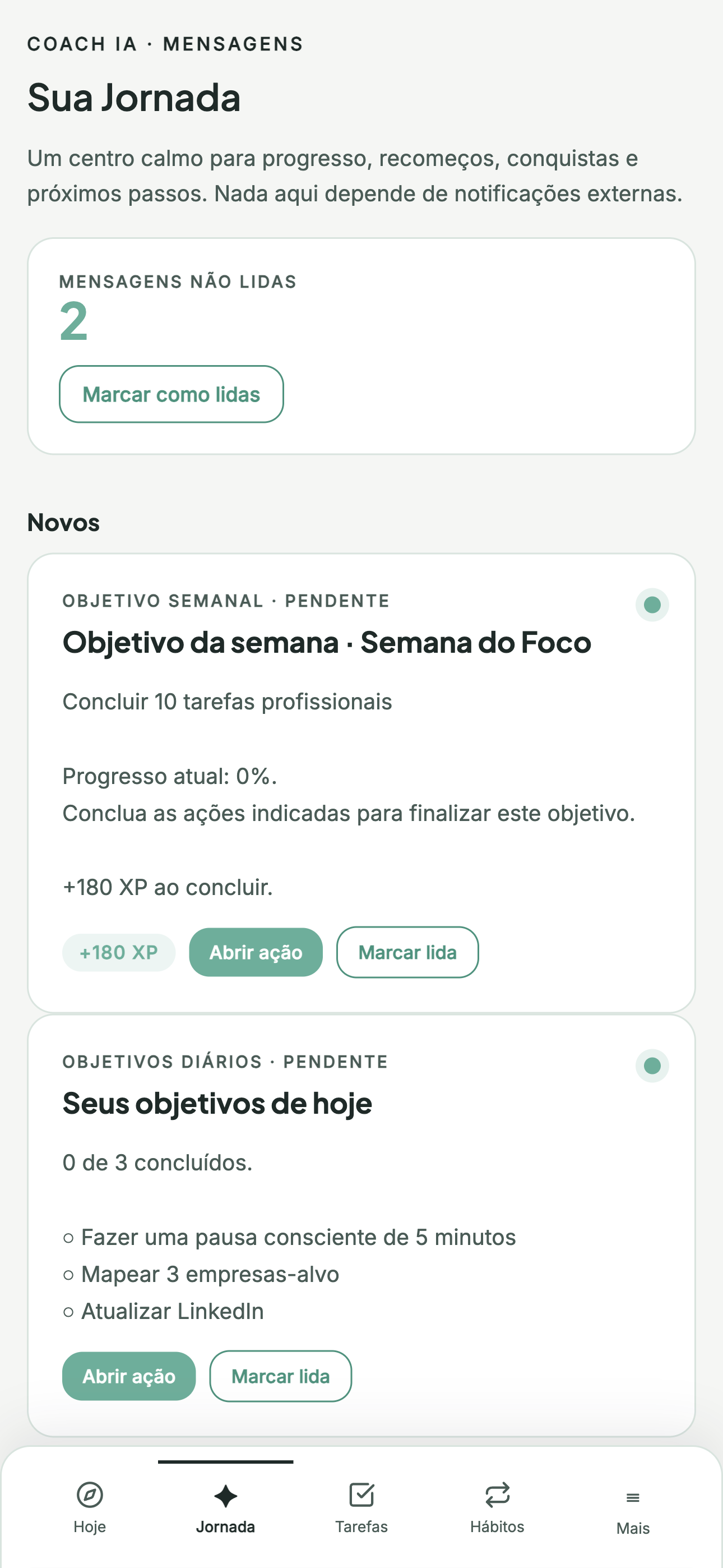 Tela Jornada do Rumo